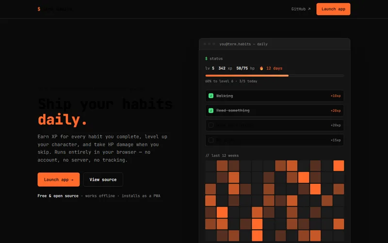 Screenshot of habit-terminal