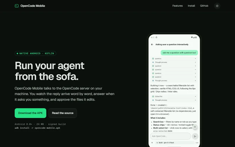 Screenshot of opencode-mobile