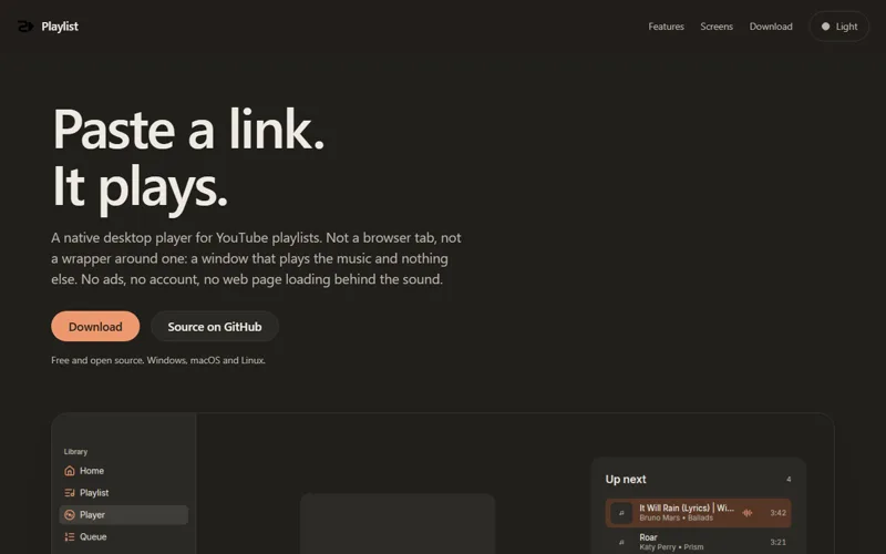 Screenshot of playlist
