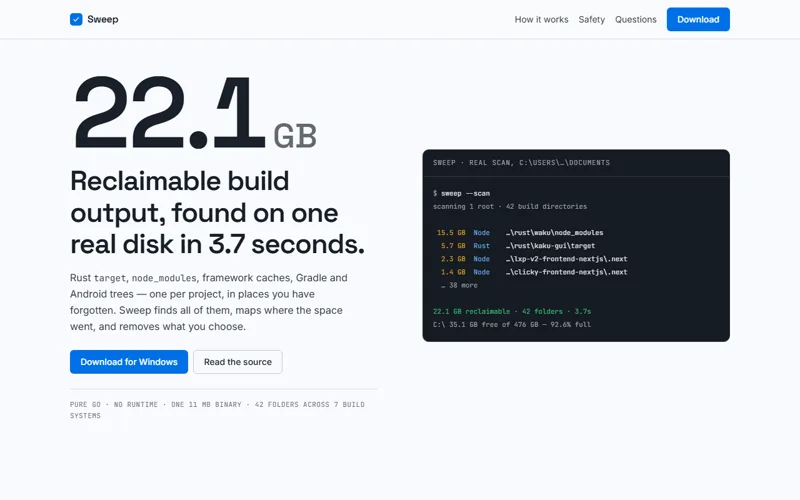 Screenshot of sweep